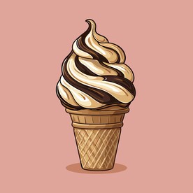 美味多彩果味冰激凌矢量插画