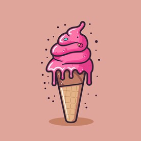 美味多彩果味冰激凌矢量插画