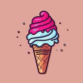 美味多彩果味冰激凌矢量插画