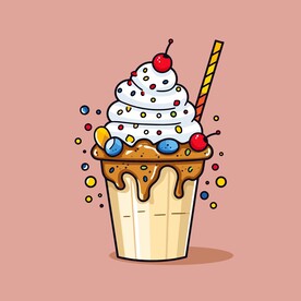 美味多彩果味冰激凌矢量插画