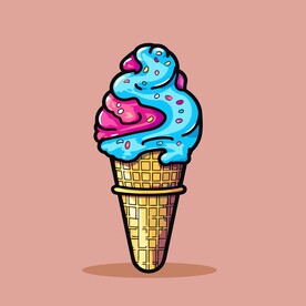 美味多彩果味冰激凌矢量插画
