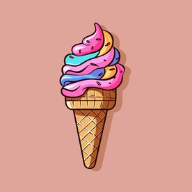 美味多彩果味冰激凌矢量插画