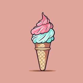 美味多彩果味冰激凌矢量插画