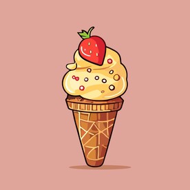 美味多彩果味冰激凌矢量插画