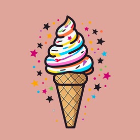 美味多彩果味冰激凌矢量插画