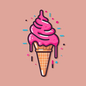 美味多彩果味冰激凌矢量插画