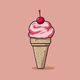 美味多彩果味冰激凌矢量插画