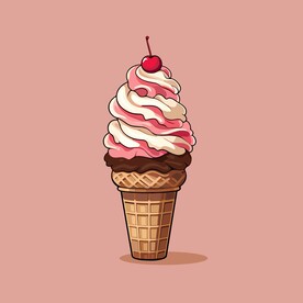 美味多彩果味冰激凌矢量插画