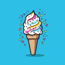 美味多彩果味冰激凌矢量插画