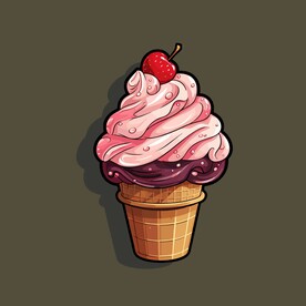 美味多彩果味冰激凌矢量插画