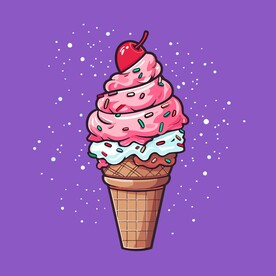 美味多彩果味冰激凌矢量插画