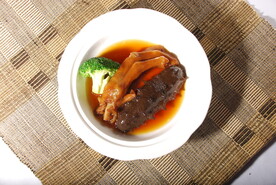 鲍汁扣辽参鹅掌