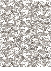 中式祥云底纹花纹波浪花朵