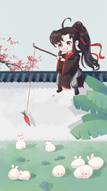 Q版古风男胡萝卜钓兔兔