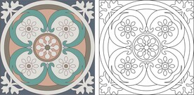 欧式圆形花纹花边图案