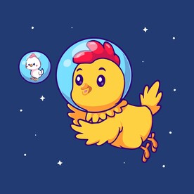 小鸡宇航员矢量卡通儿童插画图片