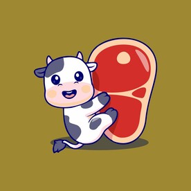 花花牛排矢量卡通儿童插画图片