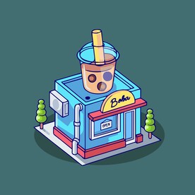 奶茶店矢量卡通儿童插画图片