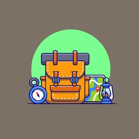 户外装备矢量卡通儿童插画图片