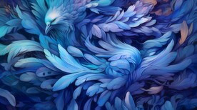 创意多彩凤凰抽象油彩绘画背景