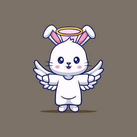 可爱兔子天使卡通矢量儿童插画