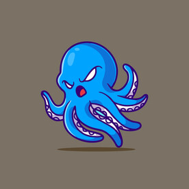 可爱乌贼卡通矢量儿童插画