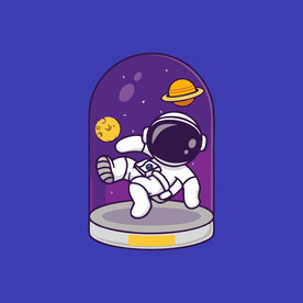 可爱宇航员卡通矢量儿童插画
