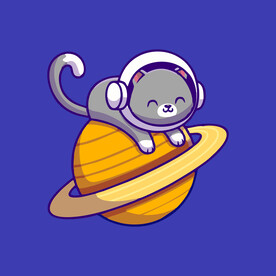 可爱猫猫宇航员卡通矢量儿童插画