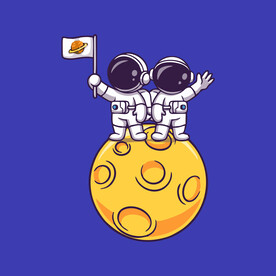 可爱宇航员卡通矢量儿童插画