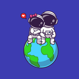 可爱宇航员卡通矢量儿童插画