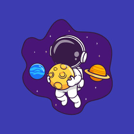 可爱宇航员卡通矢量儿童插画