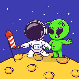 可爱外星人卡通矢量儿童插画