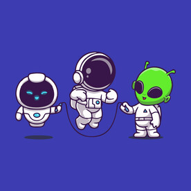 可爱宇航员卡通矢量儿童插画