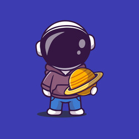 可爱宇航员卡通矢量儿童插画