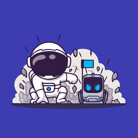 可爱宇航员卡通矢量儿童插画