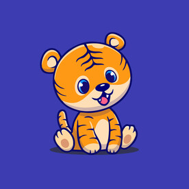 可爱小老虎卡通矢量儿童插画