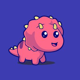 可爱恐龙角牛卡通矢量儿童插画