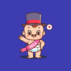 可爱娃娃迎宾卡通矢量儿童插画