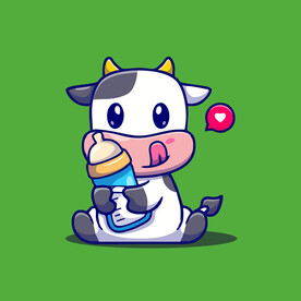 可爱小奶牛卡通矢量儿童插画