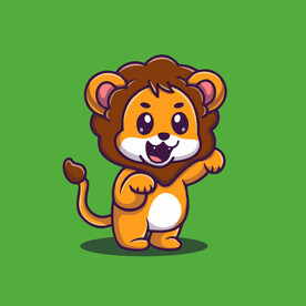 可爱狮子卡通矢量儿童插画