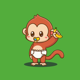 可爱小猴卡通矢量儿童插画