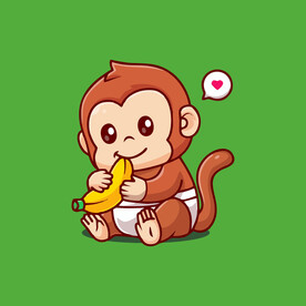 可爱小猴卡通矢量儿童插画