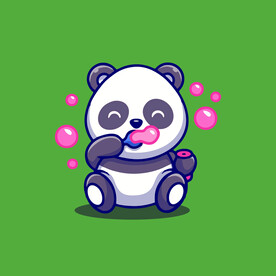 可爱熊猫卡通矢量儿童插画