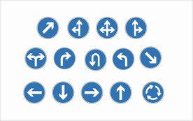精美蓝色交通指示符号标识矢量图