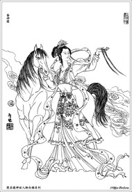 古代神画人物白描