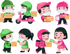 卡通快递外卖员