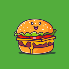 可爱汉堡卡通矢量儿童插画