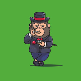 可爱猴子绅士卡通矢量儿童插画