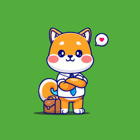 可爱柴犬上班族卡通矢量儿童插画