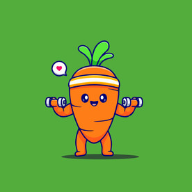 可爱胡萝卜健身卡通矢量儿童插画